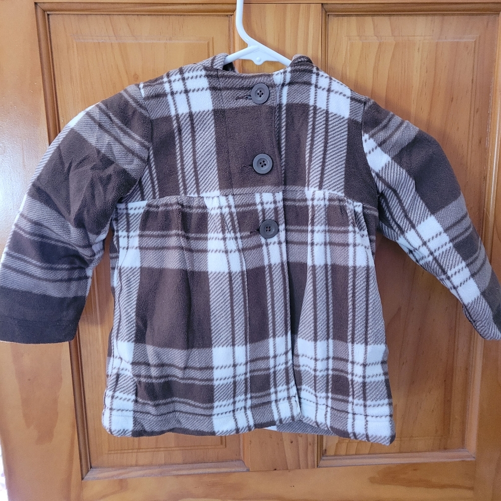 Old Navy Coat 3T Hooded Jacket Fleece Brown White